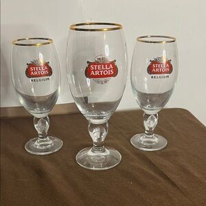 Stella Artois beer glasses large set of 3 assortment